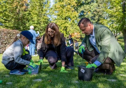 Dzieci posadziły niemal 3 tysiące krokusów. Wiosną Park św. Kingi ma rozkwitnąć tysiącami kwiatów