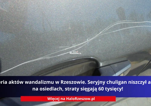 Seria aktów wandalizmu w Rzeszowie. Seryjny chuligan niszczył auta na osiedlach, straty sięgają 60 tysięcy!