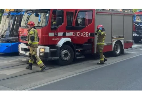 Pożar transformatora na trasie tramwajowej do Mistrzejowic