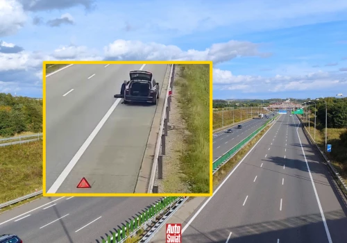 Kierowca zmieniał koło na autostradzie. Tak nie należy tego robić