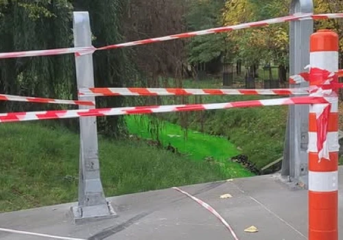 Zielona rzeka w Lublinie. Woda zmieniła kolor na intensywny zielony