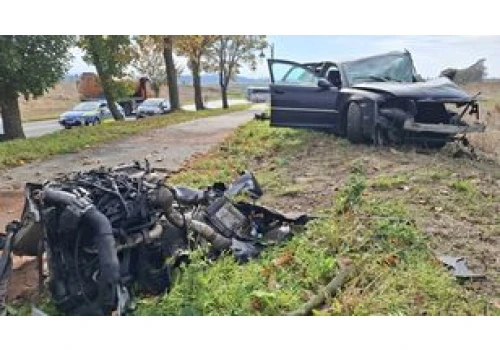 Dramatyczne zderzenie Audi z drzewem. 18-latek trafił do szpitala