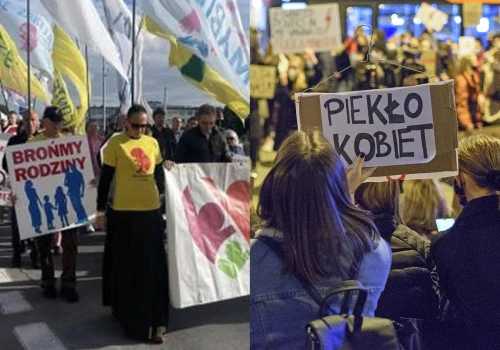 Dwie manifestacje w Rzeszowie, dwa skrajnie różne światy. Jedni przeciwko, drudzy za aborcją