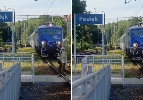 Przechodzień bez wyobraźni w Pasłęku. Mężczyzna uznał, że zdąży i wtargnął przed rozpędzony pociąg