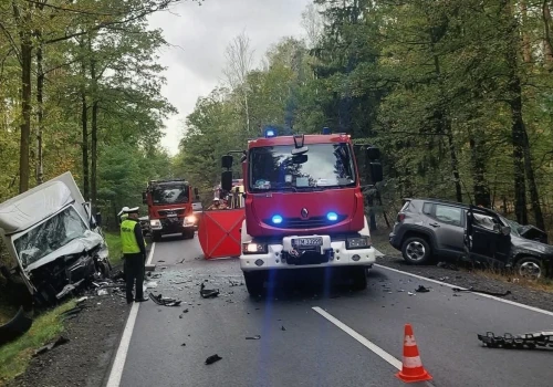 Śmiertelny wypadek na DK48 pod Spałą. Zginął kierowca SUV-a