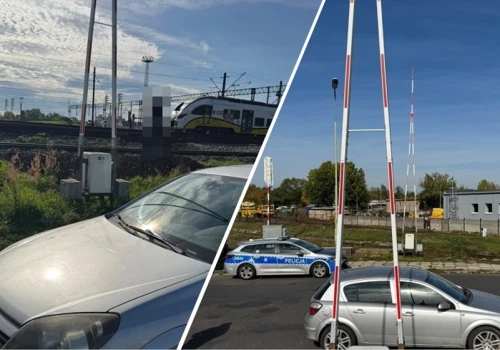 Legnica. Auto zaparkowane pod rogatkami, bo kierująca spieszyła się na... pociąg
