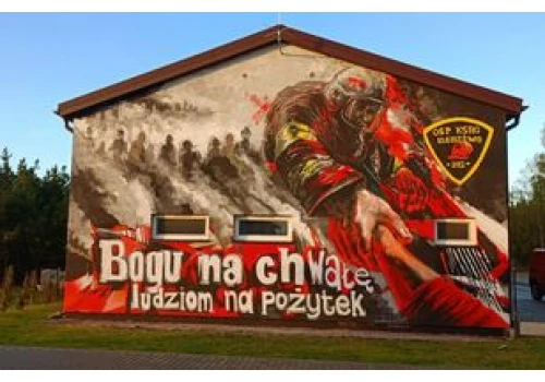 Strażacy z Elgiszewa w gminie Ciechocin mają mural. Powstał na ścianie remizy