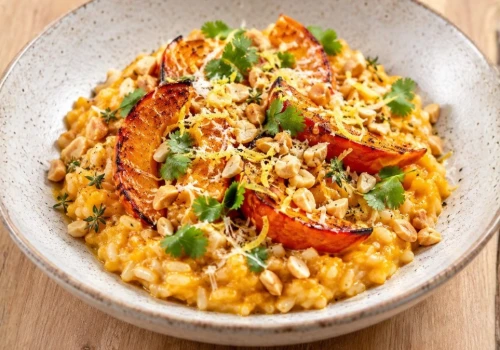 Podwójnie kremowe risotto z pieczoną dynią. Przepis Mateusza Gesslera