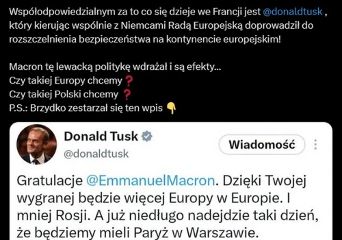 Dementujemy kłamstwa PiS! Bochenek obwinia Tuska za zamieszki we Francji. Co mówią fakty?