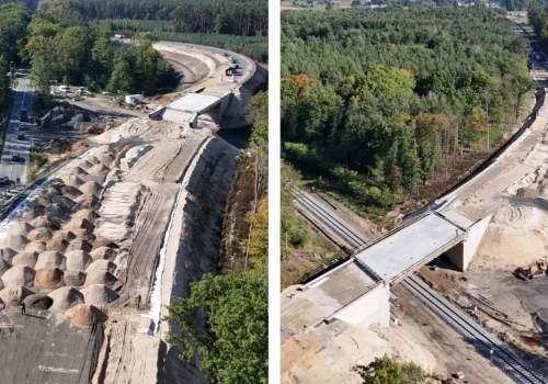 Rośnie nowy wiadukt nad torami po Opolem. Pod niego wycięli kawałek lasu