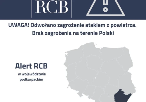 PILNE! Alert RCB na Podkarpaciu. Odwołanie alarmu o ataku z powietrza