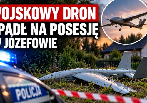 Wojskowy dron spadł na posesję w Józefowie