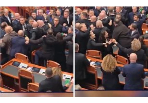 Dantejskie sceny w albańskim parlamencie. Szokujące nagranie
