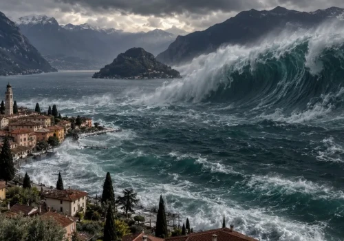 Włoskie jezioro potrafi stworzyć gigantyczne tsunami. Ludzie sami je napędzają