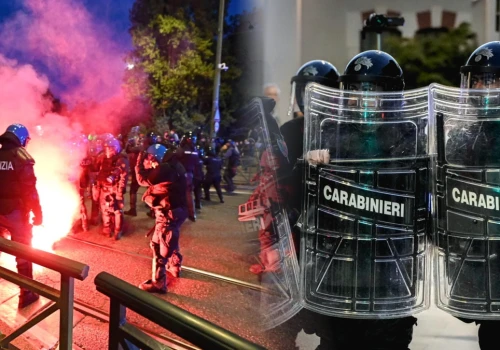Włochy w ogniu, zamieszki przybrały na sile. Petardy i race poleciały w policję