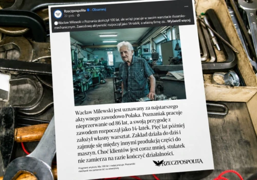 Mieszkaniec Poznania ma 100 lat i dalej pracuje. 86 lat stażu i nie wybiera się na emeryturę
