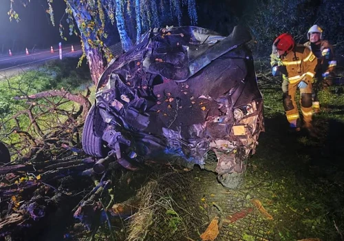 Auto roztrzaskało się na kawałki. Użyli specjalnego sprzętu, by uwolnić kierowcę