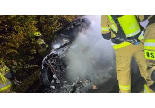 Auto stanęło w płomieniach. Strażacy ruszyli do akcji