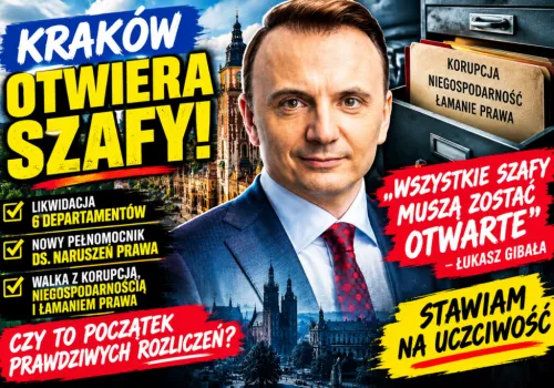 Kraków otwiera szafy. Łukasz Gibała likwiduje 6. departamentów i zapowiada walkę z nieprawidłowościami