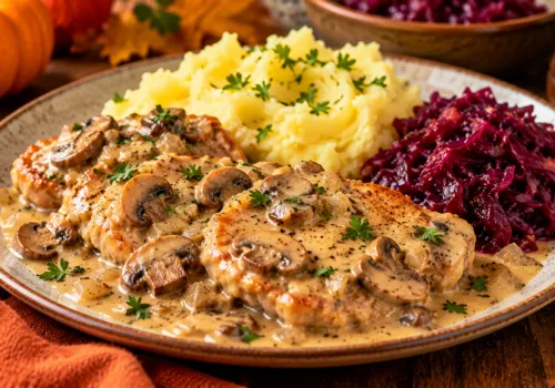 Ten jesienny obiad robię, gdy za oknem jest zimno. Mięciutkie mięso w sosie pieczarkowym smakuje jak u babci