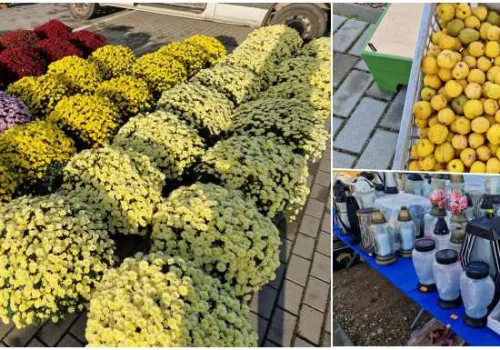Na dąbrowskim rynku sprzedawały się dziś chryzantemy, wiązanki ze sztucznych kwiatów i znicze