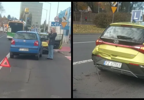 Kolizja w Zielonej Górze. Osobówka uderzyła w naukę jazdy
