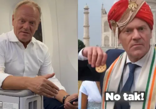 Tusk z dystansem reaguje na internetowe przeróbki. Ekspert mówi o "technicznym golu"