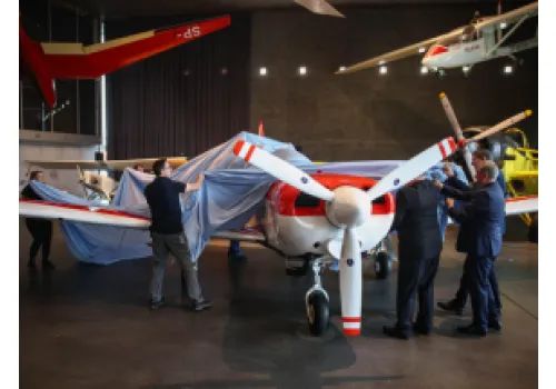 Odrestaurowany samolot PZL M26 Iskierka w Muzeum Lotnictwa Polskiego