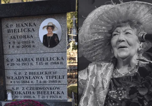 Grób Bielickiej przyciąga spojrzenia przechodniów. Ludzie patrzą na oryginalną dekorację