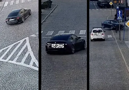 To były popisy. 22-latek driftował i tak wpadł w pieszego w Nowym Sączu. Nowe nagranie