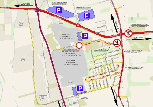 Tymczasowe parkingi i zablokowane drogi – jak dojechać na opolskie cmentarze?