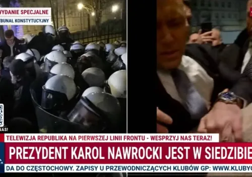 Prezydent szarpany podczas wejścia do budynku TK. „Grozi 20 lat pozbawienia wolności”