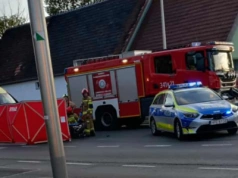 Poważny wypadek na skrzyżowaniu Wolności i Ceglanej w Jeleniej Górze. Ranny motocyklista, ulica zablokowana.