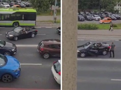 Skandaliczne zachowanie w centrum Olsztyna! Kierowca kabrioletu zrobił show na środku ulicy