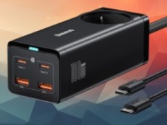 Ładowarka Baseus GaN3 Pro 100W Desktop Powerstrip z gniazdkiem za 179,98 zł w Amazon PL