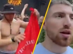 Banderowska flaga na Narodowym. Ukrainiec przeprasza