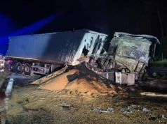 Wystrzał opony w zestawie z wywrotką – czołowe zdarzenie i pożar na trasie S7