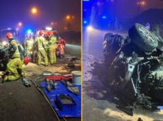 Czterech nastolatków w szpitalu po dachowaniu. Auto w strzępach