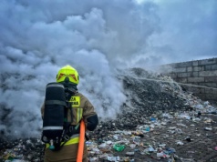 Pożar na wysypisku w miejscowości Łężyce