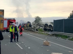 Pożar ciężarówki na drodze S5 w Lisim Ogonie koło Bydgoszczy. Utrudnienia!