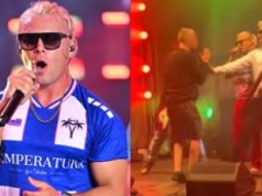 Fan wtargnął na scenę podczas koncertu Skolima. Ochroniarze szybko POWALILI go na ziemię