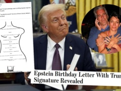 Trump ma kłopoty przez kartkę do Epsteina wypisaną na obrysie gołej baby