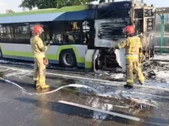 Pożar autobusu na ul. Sielskiej w Olsztynie