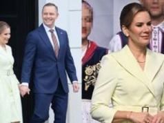 Marta Nawrocka w masełkowej stylizacji towarzyszy mężowi podczas Dożynek Prezydenckich