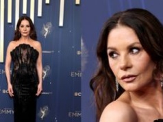 55-letnia Catherine Zeta-Jones prezentuje zabójczą figurę w czarnej kreacji z prześwitami