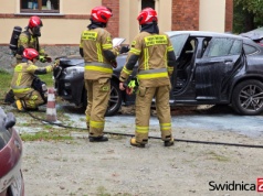 Na parkingu przy kościele zapaliło się auto [FOTO]