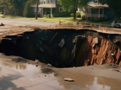 Ogromne zapadlisko pochłonęło ciężarówkę. Akcja służb [WIDEO]
