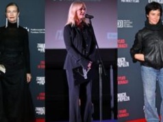 Gwiazdy na premierze "Zamachu na papieża". Lidia Popiel i Grażyna Torbicka w czerni, Laura Samojłowicz z plecakiem