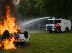 Haga: Protest antyimigracyjny zamienił się w pokaz fajerwerków z płonącym radiowozem w roli głównej