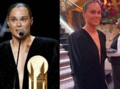 Ewa Pajor OLŚNIŁA w czarnej maxi z głębokim dekoltem na gali Złotej Piłki